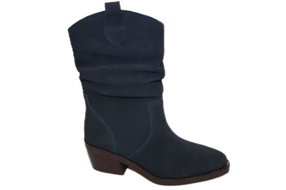 Good price Navy Blue Slouchy Western Cowboy Boots for Women Mid-Calf Chunky Heel Fashion Boots Wholesale online