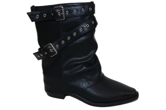 Good price Women's Black Crocodile Embossed Ankle Boots with Chunky Heel online