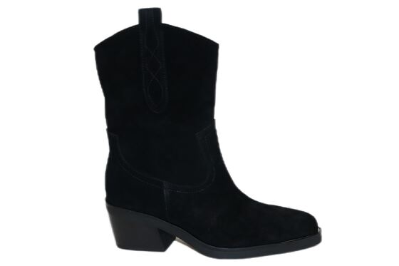 Good price Women's Black Suede Western Cowboy Boots with Block Heel online