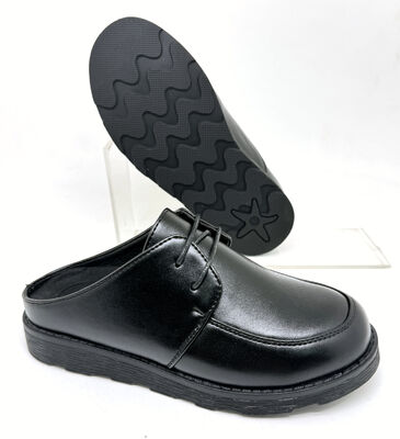 Good price Kids Black Leather Buckle Mule Clogs online