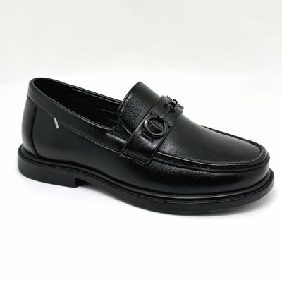 Good price Kids' Black Leather School Shoes with Hook & Loop Strap online