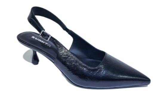 Good price Women Pointed Toe Perforated Slingback Pumps Metal Square Buckle Thin Kitten Heel Sandals Office Ladies Comfort Leather Back Strap Dress Shoes online