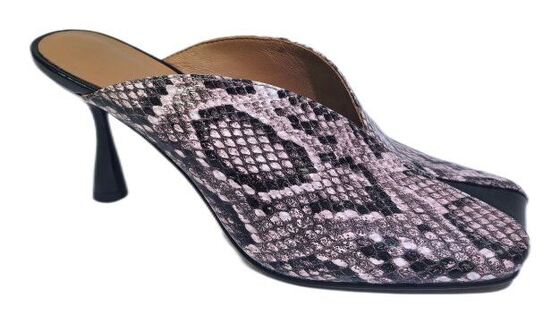 Good price Women Snake Print Peep Toe Mules Stiletto High Heels Slip On Slipper Heels For Party Club Daily Wear online