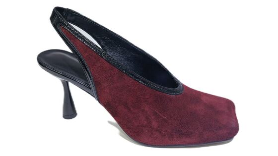 Good price Suede Slingback Pumps Women Square Toe Thin Flared Heel Backless Dress Heels For Evening Party online