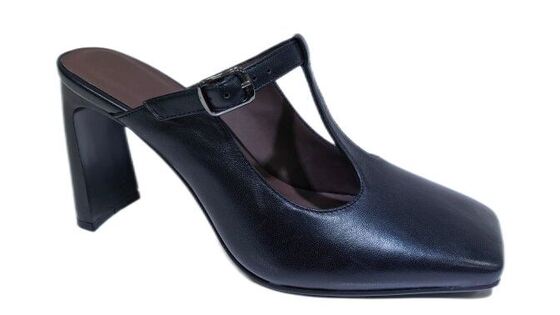 Good price Women Square Toe Slide Mules Sandals, Adjustable Buckle Strap Mid Block Heel Open Back Fashion Slides online